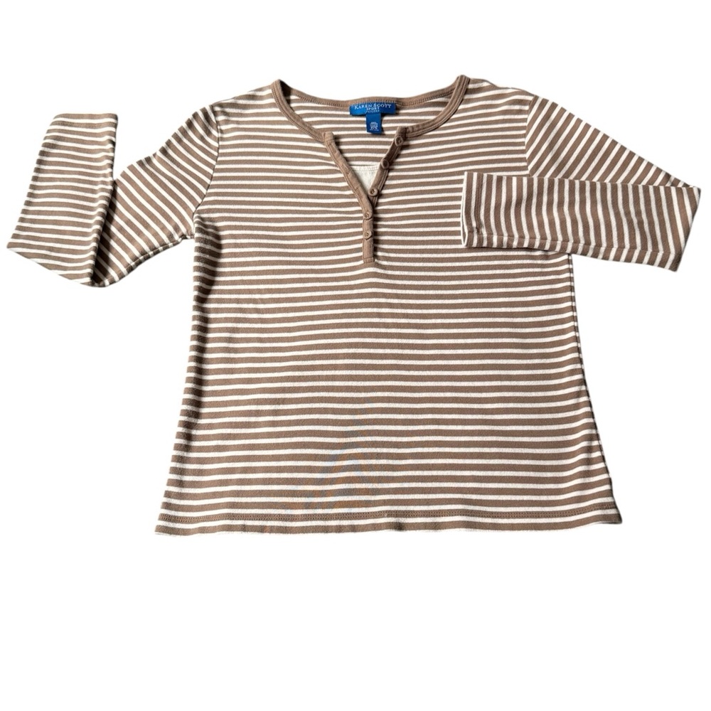 Karen Scott Hanley Women Striped Long Sleeve Tee Bella Small